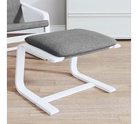 QUAHEAS Dark Grey Fabric Footstool with Solid Birch Wood Feet 51 x 41 x 40 cm Padded as Stool and Footstool for Living Room, Bedroom, Hallway, Space-Saving and Versatile