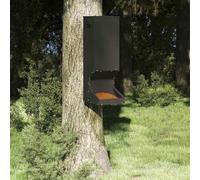 QUAHEAS Deer Feeder Black Cold-Rolled Steel 28 x 30 x 80 cm with Handles and 3 kg Capacity for Garden, Forest and Patio Weatherproof Feeder for Wildlife and Pets