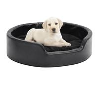 QUAHEAS Dog Bed Black 69 x 59 x 19 cm Faux Leather and Plush, Non-Slip Cushion, Washable, Cuddly Sleeping Area, Gentle on the Joints, Ideal for Pets, Travel and Outdoor Comfort