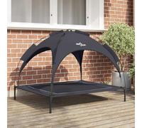 QUAHEAS Dog Bed Black Steel 104 x 86 x 84.5 cm, Outdoor and Indoor Pet Sleeping Area with Removable Sun Canopy, Scratch-Resistant, Breathable, Lightweight, Non-Slip, Comfortable Lying Surface for Dogs