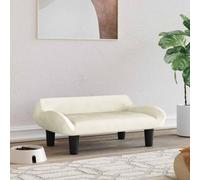QUAHEAS Dog Bed Cream Velvet with 70 x 40 x 24 cm, Soft Cushion and Robust Pine Wood Frame, Non-Slip Sofa for Pet Sleeping Area, Ideal as a Cuddly Sleeping Place for Small Dogs and Outdoor Use