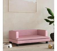 QUAHEAS Dog Bed Pink Velvet 80 x 45 x 30 cm with Soft Foam Mattress, Non-Slip Cushion, Removable Cover, Ideal as a Cuddly Sleeping Place and Lounger for Small Pets and Dogs