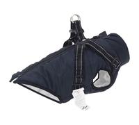 QUAHEAS Dog Coat Navy Blue Fleece and Polyester Adjustable with Reflective Stripes Windproof Waterproof Warm Lined for Winter and Outdoor L32