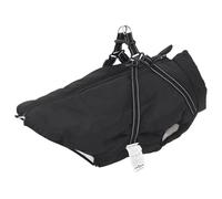 QUAHEAS Dog Coat with Harness Waterproof Reflective Black L68 Polyester Fleece Lined Adjustable for Winter Autumn Outdoor Walking in Rain Snow Comfort