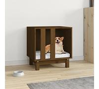 QUAHEAS Dog Kennel Honey Brown Made of Solid Pine Wood 50 x 40 x 52 cm, Weatherproof Pet House with Insulated Roof and Floor, Ideal as a Retreat for Puppies and Dogs in the Garden and Indoor