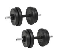 QUAHEAS Dumbbell Set 14-Piece 20 kg Dumbbell Set with Cement Discs, Steel Bars and Non-Slip Handle, Adjustable for Strength Training, Muscle Building, Fitness, Workout Home and Gym