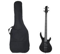 QUAHEAS Electric Bass for Beginners 4/4 46 Inch Black with Bag and Tuner, Solid Birch Wood, Includes Pick Strap and Audio Cable for Music Lessons and Stage