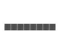 QUAHEAS Fence Element Set WPC 1391 x 186 cm Black, Garden Fence Privacy Screen with Aluminium Profile, Durable Plastic Wood Composite, Modular Kit for Patio Balcony Property