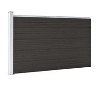 QUAHEAS Fence Element WPC 175 x 105 cm Black with Aluminium Profile, Privacy Screen, Garden Fence with Posts, Durable Plastic Wood Composite, Modular Kit for Patio, Balcony and Property