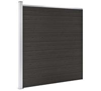 QUAHEAS Fence Element WPC Garden Fence 175 x 186 cm Black with Aluminium Profile, Privacy Screen, Posts, Weatherproof Modular Kit for Patio, Balcony, Property, Outdoor Use