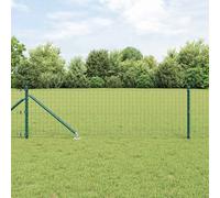 QUAHEAS Fence Field Green with Posts 0.8 x 10 m Steel and PVC, Garden Fence Kit with Double Rod Mat, Privacy Screen and Wind Protection for Patio, Balcony and Outdoor Use