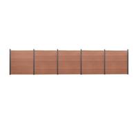 QUAHEAS Fence Panel Set Brown WPC Garden Fence 872 x 186 cm with Posts and Aluminium End Strip Privacy Screen Fence Panel for Patio Balcony Property Outdoor