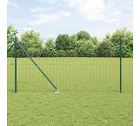 QUAHEAS Fence with Posts, Green, 1.2 x 10 m, Steel and PVC, Garden Fence, Privacy Screen with Double Rod Mat, WPC and Plastic, Wire Mesh Plug-in System for Patio and Outdoor Bordering