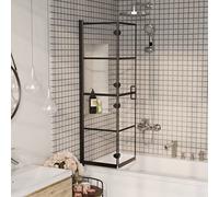 QUAHEAS Foldable Shower Cubicle ESG 80 x 140 cm Black with Aluminium Profile, Nylon Hinge, Handle, Frameless Shower Enclosure for Bathroom, Walk-In, Barrier-Free, Splash Guard, Seal