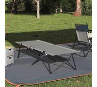 QUAHEAS Folding Camping Bed Grey 206 x 76 x 47 cm Foldable Lightweight Stable Folding Bed Portable Compact for Outdoor Camping Hiking Festival Trekking with Steel Frame and Oxford Material