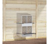 QUAHEAS Galvanised Metal Chicken Nesting Box with 4 Compartments, 54 x 79 x 109.5 cm, Weatherproof Hutch for Garden and Balcony, with Perch and Ventilation for Healthy Retreat