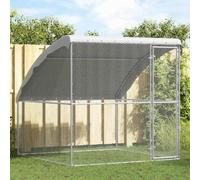 QUAHEAS Galvanised Steel Chicken Cage 2 x 2 x 2 m with Weatherproof Mesh Roof and Lockable Latch System for Garden, Outdoor Enclosure, Sturdy Metal Hutch, Safe Habitat
