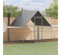 QUAHEAS Galvanised Steel Chicken Coop 10 x 2 x 2 m with Waterproof Roof, Lockable Door, Weatherproof Enclosure for Chickens, Ducks, Geese, Ideal Living Space in the Garden and Outdoor