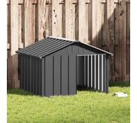 QUAHEAS Galvanised Steel Dog Kennel Anthracite 116.5 x 103 x 81.5 cm Weatherproof with Open Entrance Ideal as a Retreat for Dogs in the Garden, Outdoor and Indoor Protection from Wind and Rain