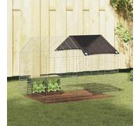 QUAHEAS Galvanised Steel Rabbit Cage Silver 100 x 78 x 78 cm Weatherproof Small Animal House with Robust Grid Ideal as a Retreat and Run for Rabbits, Guinea Pigs, Hamsters in the Garden