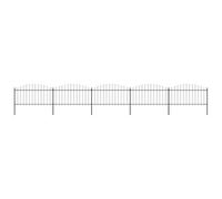 QUAHEAS Garden fence with spearhead, steel, 892.5 x 150 cm, black, 5 fence elements, 6 posts, sturdy metal border for plot, patio, balcony, opaque with wind protection and privacy screen