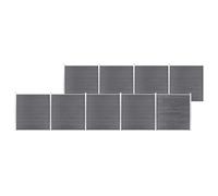 QUAHEAS Garden Fence WPC 1564 x 186 cm Grey Privacy Screen Fence Element Made of Wood Plastic with Aluminium Posts, Weatherproof, Opaque, for Patio, Front Garden and Property Boundary