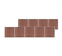 QUAHEAS Garden Fence WPC Fence Element 1564 x 186 cm Brown Privacy Screen with Aluminium Posts and Pole, Durable Plastic Wood Composite, Kit for Patio, Balcony, Property and Outdoor Use