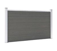 QUAHEAS Garden Fence WPC Fence Field 180 x 105 cm Grey Privacy Screen Fence Element with Aluminium Posts and Steel Base Kit for Patio Balcony Outdoor and Property Boundary