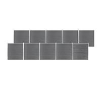 QUAHEAS Garden Fence WPC Fence Panel 1737 x 186 cm Grey Privacy Screen Fence Element Made of Plastic with Aluminium Post Plug-In System for Patio Balcony Outdoor and Property Boundary