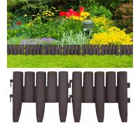QUAHEAS Lawn Edging Brown Polypropylene with 36 Pieces, 10 m Length, 23.5 cm Height, Plug-In System for Flower Bed Edging, Mowing Edge and Flower Bed Border, Weatherproof and Flexible for Front Garden