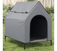 QUAHEAS Light Grey Oxford Fabric Dog Kennel with Powder-Coated Steel Frame, 110 x 75 x 107 cm, Weatherproof Outdoor Tent with Breathable Roof, Ideal as a Retreat and Sleeping Place in the Garden