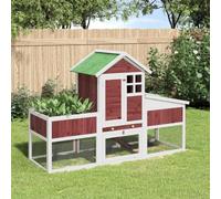 QUAHEAS Mocha Rabbit Hutch Made of Solid Pine Wood 170 x 63 x 113 cm with Weatherproof Roof and Leak-Proof Tub, Ideal as a Hutch / Enclosure, House for Rabbits