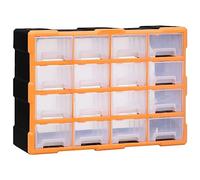 QUAHEAS Multi-Drawer Organiser with 16 Drawers Made of Robust PP Plastic 52 x 16 x 37 cm, Stackable and Mobile for Workshop, Garage, Basement, Ideal for Storing Screws
