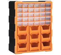 QUAHEAS Multi-Drawer Organiser with 39 Drawers Made of Robust PP Plastic 38 x 16 x 47 cm, Stackable and Mobile, Ideal for Workshop, Garage, DIY