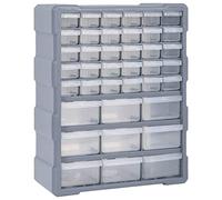 QUAHEAS Multi-Drawer Organiser with 39 Drawers, Robust PP Plastic, 38 x 16 x 47 cm, Stackable and Mobile, Ideal for Workshop, Garage, DIY, Organiser System and Storage