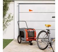QUAHEAS Orange and Grey Oxford Fabric Iron Folding Bicycle Trailer with Mesh Windows Rain Cover Brake Transport Trolley for Pet Puppy Senior Outdoor Travel