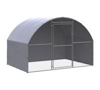 QUAHEAS Outdoor Chicken Coop Galvanised Steel 3 x 2 x 2 m with Water-Repellent Polyethylene Roof, Spacious Small Animal Enclosure for Chickens, Ducks, Rabbits and Guinea Pigs in the Garden