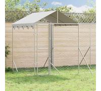 QUAHEAS Outdoor Dog Kennel with Roof Silver Galvanised Steel 10 x 2 x 2.5 m Weatherproof with Door and Protection for Dogs, Puppies, Small Animals, Garden, Patio, Camping, Modular Metal Run