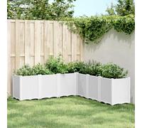 QUAHEAS Plant Pot White Made of Robust PP 160 x 160 x 53 cm, 7-Piece Modular Planter with Drainage for Garden, Balcony, Patio, Ideal for Herbs, Flowers, Vegetables and Outdoor Use
