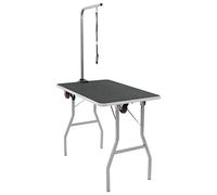 QUAHEAS Portable Pet Trimming Table with Adjustable Trimming Boom and Loop, Powder Coated Iron Frame, Non-Slip Rubber Plate