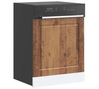QUAHEAS Porto Dishwasher Cover, Old Wood Look, Wood Material, 60 x 1.5 x 57 cm, Kitchen Cupboard, Front Panel, Protects Dishwasher, Timeless Design for Storage Space and Worktop