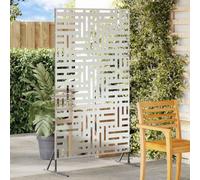 QUAHEAS Privacy Screen Grey Steel 100 x 50 x 180 cm Garden Fence Element with Opaque Slat Panel for Patio Balcony and Outdoor Use as Wind Protection and Property Border