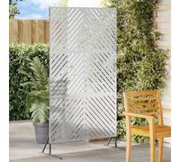 QUAHEAS Privacy Screen Grey Steel 100 x 50 x 180 cm, Opaque Fence Element for Garden, Patio and Balcony, Weatherproof Metal Panel with Slat, Ideal Wind Protection and Property Border
