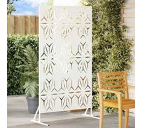 QUAHEAS Privacy Screen White Steel 100 x 50 x 180 cm Fence Element Garden Fence with Opaque Panel and Wind Protection for Patio Balcony Outdoor and Property Boundary