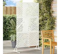 QUAHEAS Privacy Screen White Steel 100 x 50 x 180 cm Garden Fence Element with Double Rod Mat, Opaque Panel for Patio, Balcony and Outdoor, Wind Protection and Property Border