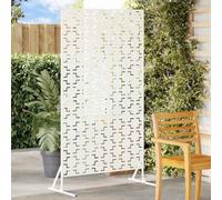 QUAHEAS Privacy Screen, White, Steel, 100 x 50 x 180 cm, Garden Fence Element with Opaque Panel, Wind Protection for Patio, Balcony, Sturdy Fence Panel for Outdoor Use and Property