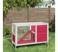 QUAHEAS Rabbit Hutch Red Solid Pine Wood 103 x 44 x 69.5 cm with Spacious Outdoor Run and Sleeping Area, Weatherproof Small Animal House for Rabbits, Guinea Pigs, Rodents, Garden and Balcony