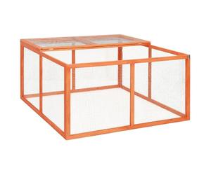 QUAHEAS Rabbit Hutch Solid Wood Fir 124 x 120 x 60 cm with Steel Wire Mesh Weatherproof House for Small Animals such as Rabbits and Guinea Pigs as a Safe Retreat and Run in the Garden