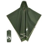 QUAHEAS Rain Poncho with Hood 2-in-1 Design Green Polyester Waterproof 223 x 145 cm with Fasteners and Carry Bag Versatile as Camping Tarpaulin Picnic Blanket for Outdoor Hiking Trekking