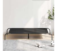 QUAHEAS Raised Dog Bed Black Oxford Fabric with Steel Frame 130 x 80 x 20 cm, Robust and Breathable, Ideal as a Sleeping Place for Pets, Non-Slip and Easy to Clean
